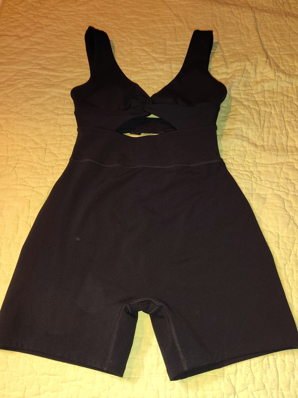 l*space Black Short-Leg Cutout Bodysuit